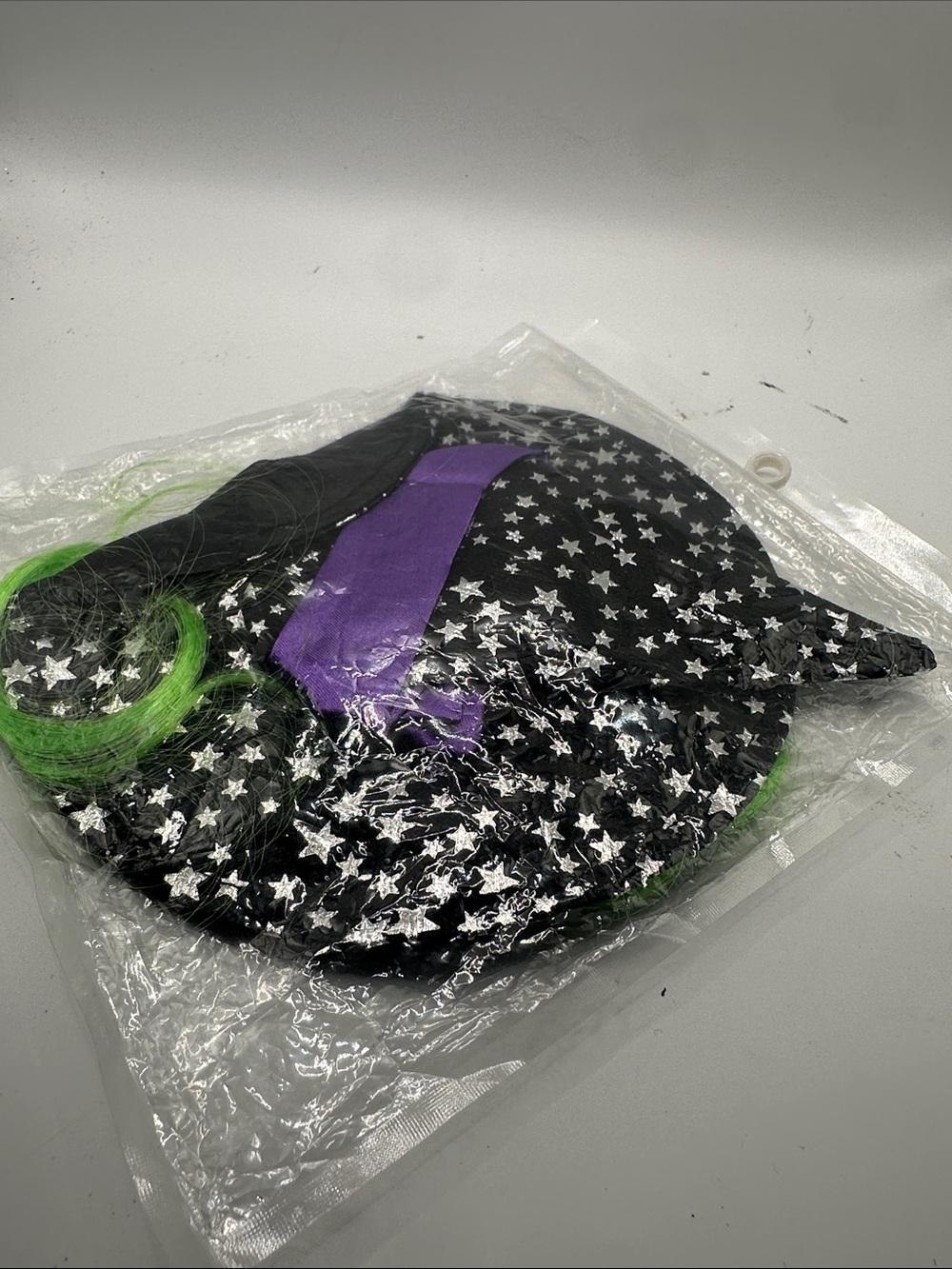 Pet Black Star Witch Hat Costume with Purple Band and Green Accents
